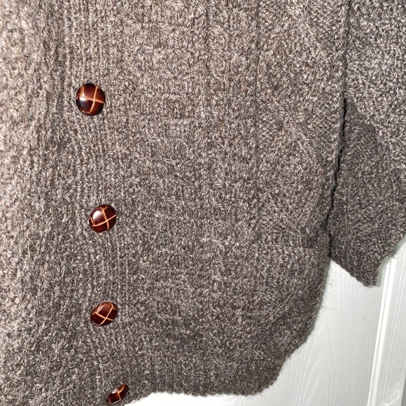 An Túirne Handknitted On The‎ Aran Islands Ireland Wool Cardigan Brown Sweater - Picture 3 of 8